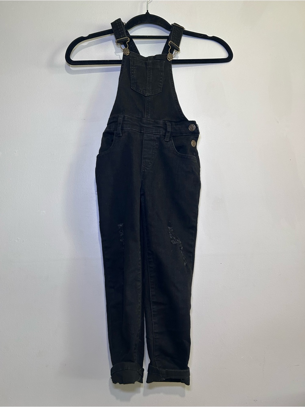 Little Bipsy Black Distressed Denim Overalls 5T-6T Toddler Adjustable Stretch
